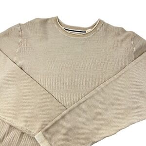 Weatherproof Vintage Twill Stonewash Crewneck Sweater Tan Men's Size Large